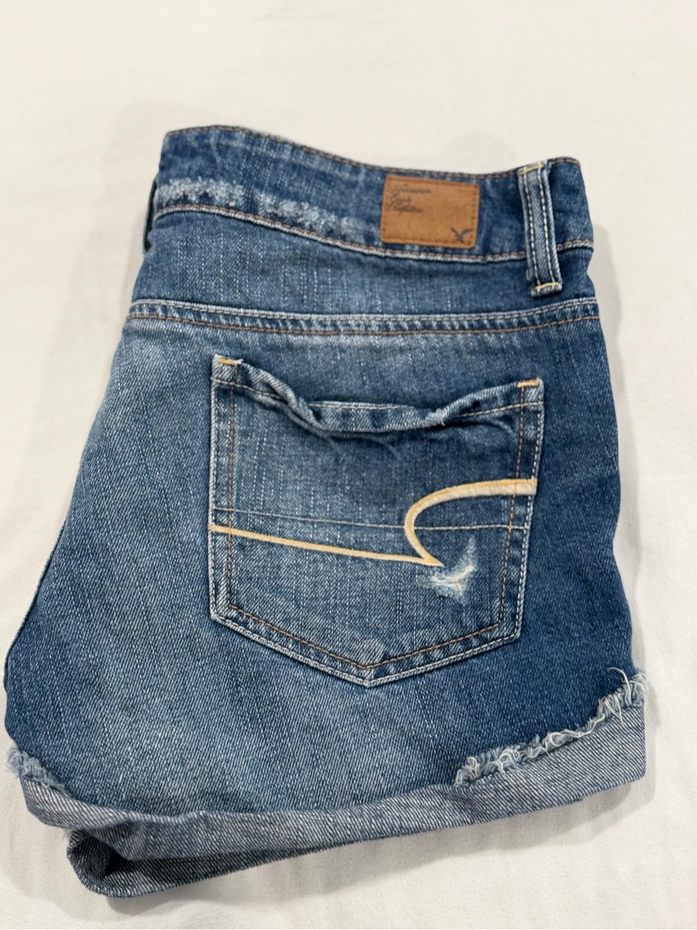 American Eagle Outfitters Blue Denim Rolled-Hem Jean Shorts